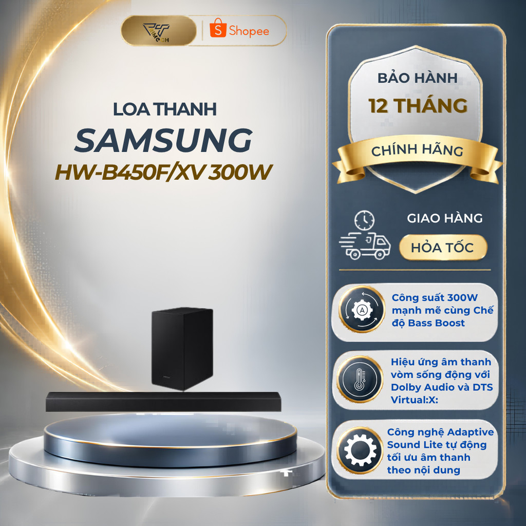 Loa Thanh Soundbar Samsung B-Series HW-B450F 2.1 Kênh Tích Hợp Loa Trầm (2025) - Bảo Hành 12 Tháng