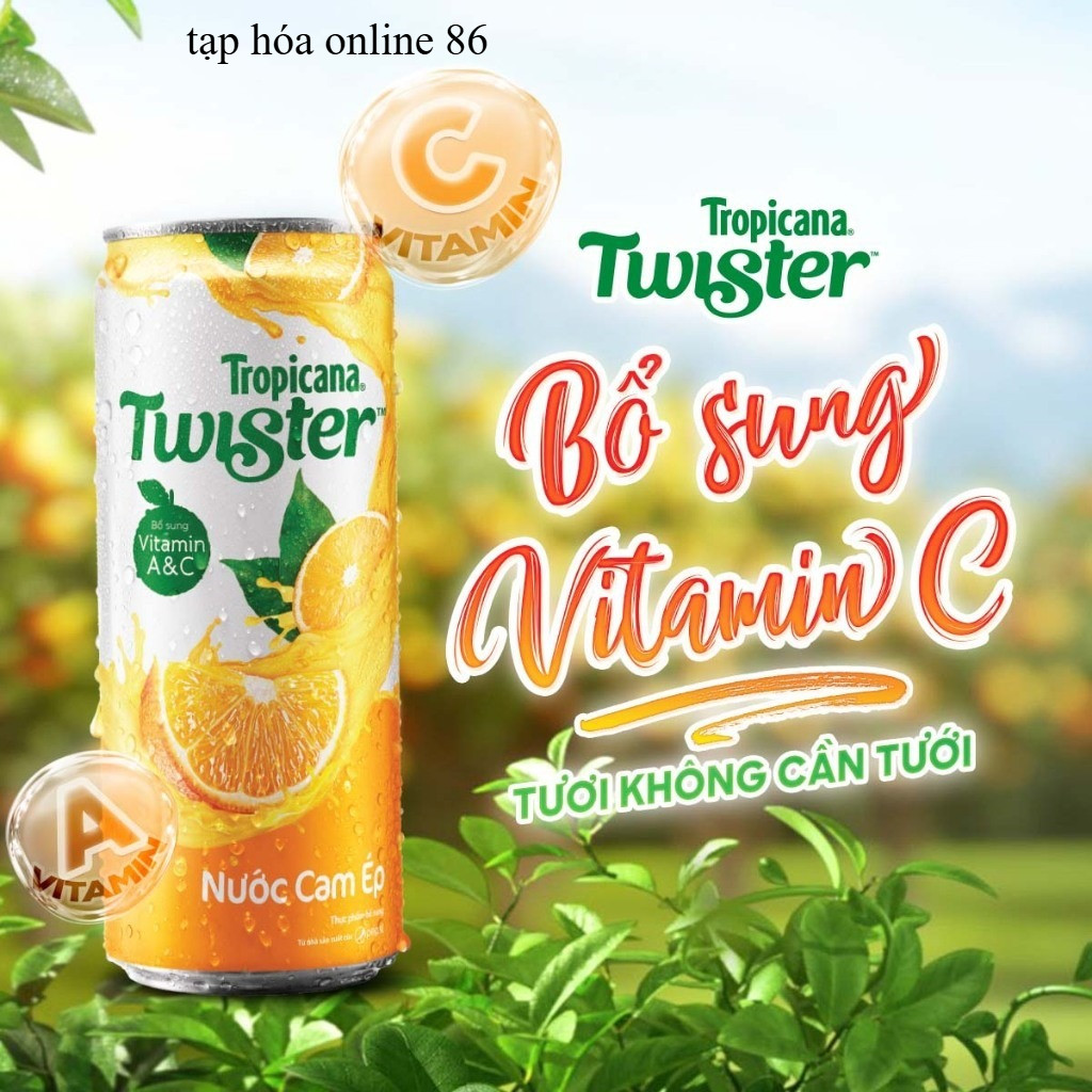 [THÙNG 24 LON] Nước Cam Ép Twister 320ml – Nước Giải Khát Từ Cam Tươi(date mới)
