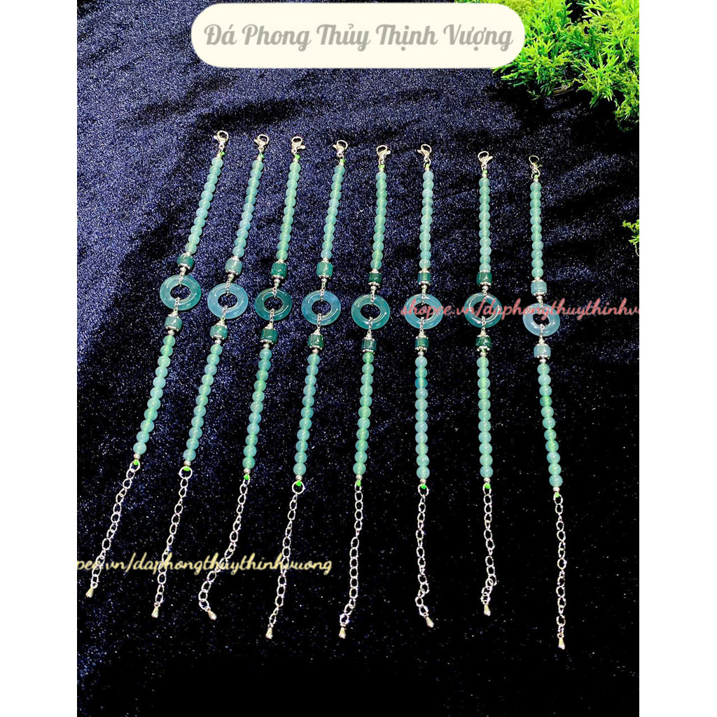 Vòng tay lam băng hippi hoa bay xanh trong, chất ngọc mịn
