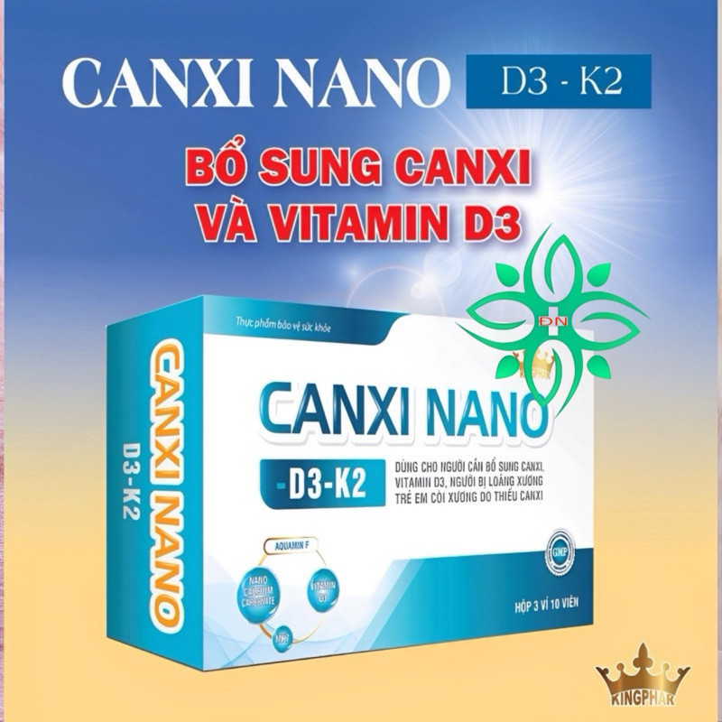 Canxi Nano – D3 – K2 kingphar 3 , hộp 30 viên ,hỗ trợ bổ sung canxi, vitamin D3 cho cơ thể-thanhthao