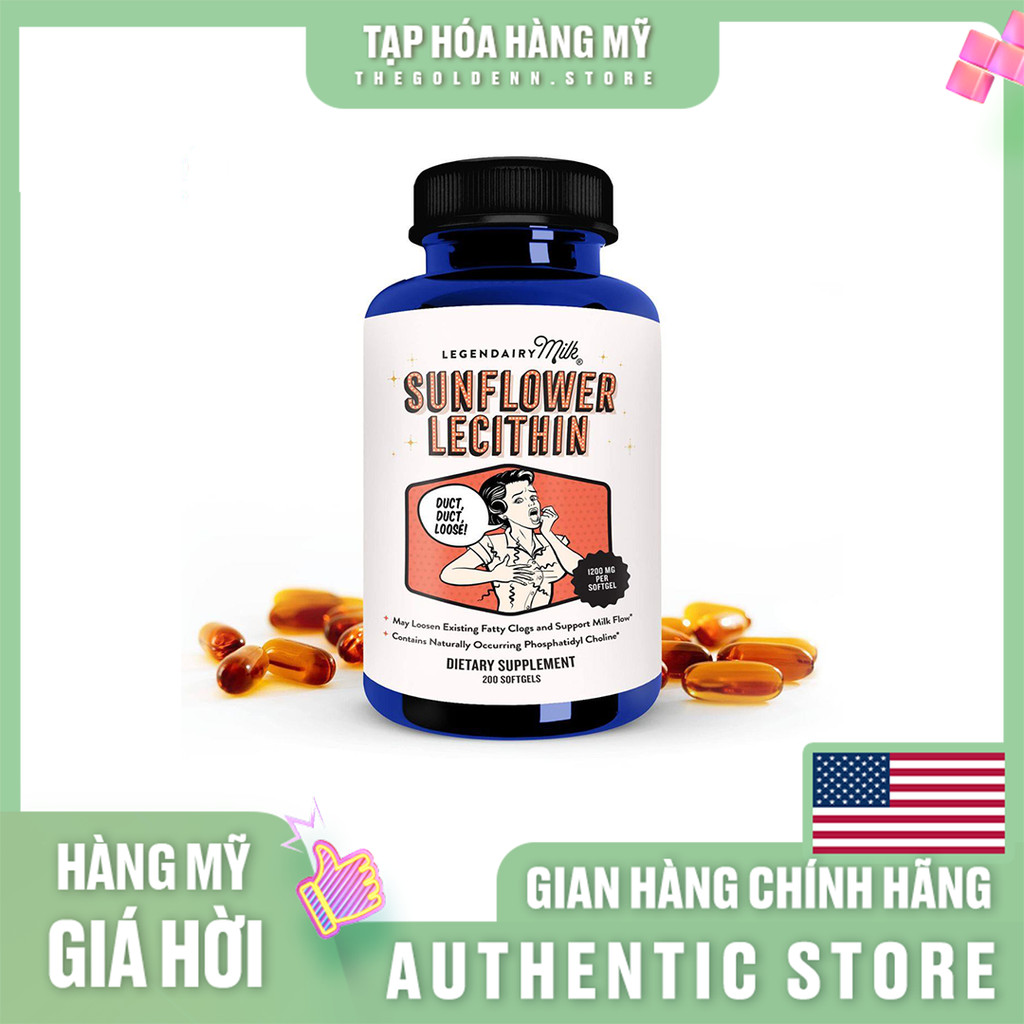 [ Hàng Mỹ ] Viên uống chống tắc tia sữa Legendairy Milk Sunflower Lecithin - Hộp 60/200v