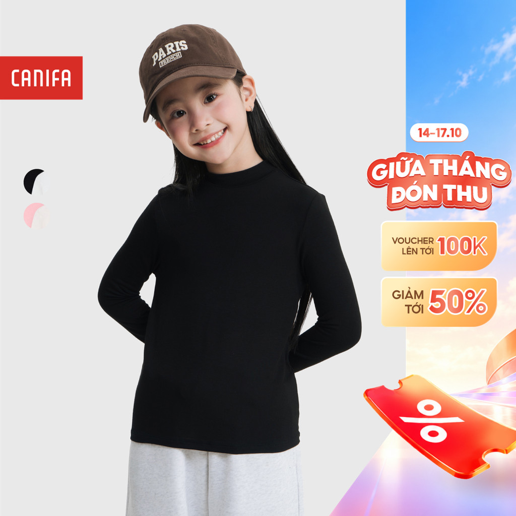 Combo 2 áo giữ nhiệt bé gái CANIFA dài tay cổ cao 1IS25W003