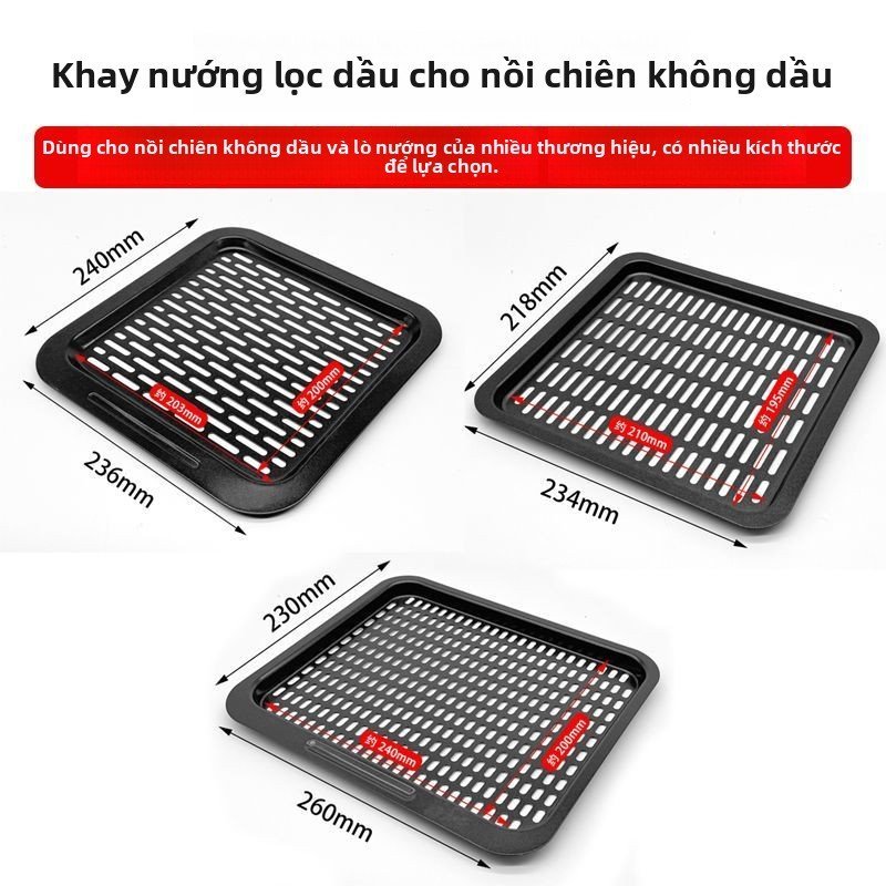 Khay nướng kèm vỉ cho nồi chiên không dầu Midea dày khay lò nướng thoát dầu thấm dầu
