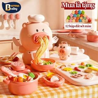 【Berma Baby Đồ chơi nặn đất sét 31 38pcs,Đồ Chơi Máy Làm Mì Kèm Dụng Cụ Và Khuôn Cho Bé 