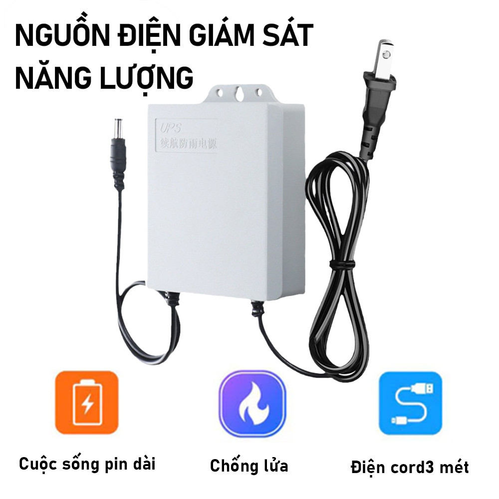 Bộ lưu điện DUNG LƯỢNG CAO dành cho Wifi Camera - UPS 12V (chạy wifi được 6-12 giờ) kèm Nguồn,12v1.5A-3M-5400ma/3600ma