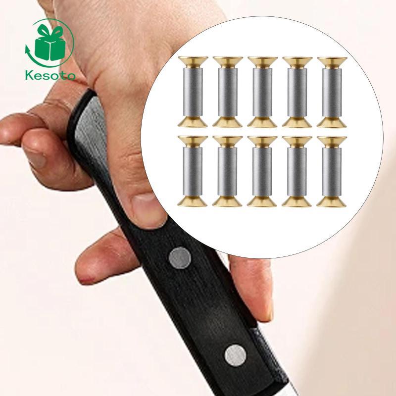 Kesoto 10 Chiếc Tay Cầm Dao Tấm Buộc Vít Chốt Đinh Tán Vàng Lục Giác Đầu Phẳng Vít Dao Đinh Tán Cho 
