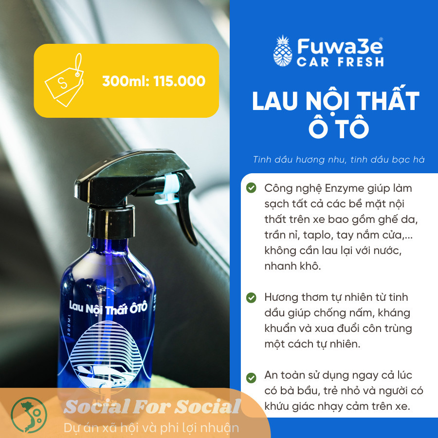 Chai Khử Mùi Lạ Ô Tô Fuwa3e Vệ Sinh Nội Thất Ghế Da Vải Nỉ Vệ Sinh Sofa Khử Mùi 300ml