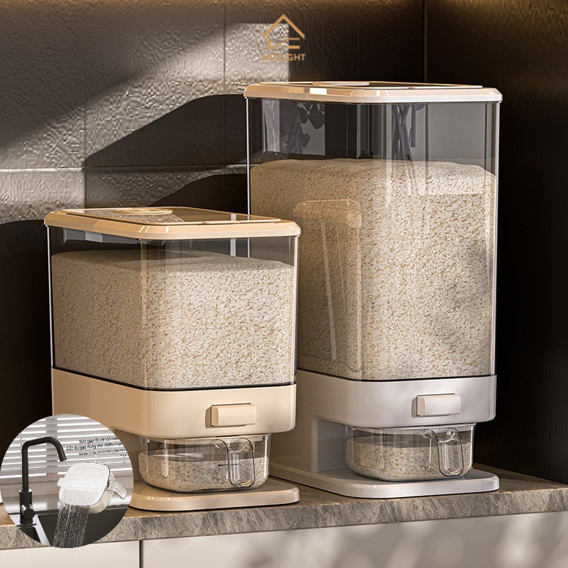 Thùng Đựng Gạo Thông Minh  Cho Gia Đình Chống Ẩm, Chống Mọt Lấy Gạo Tự Động Ngăn Côn Trùng 5kg/10kg