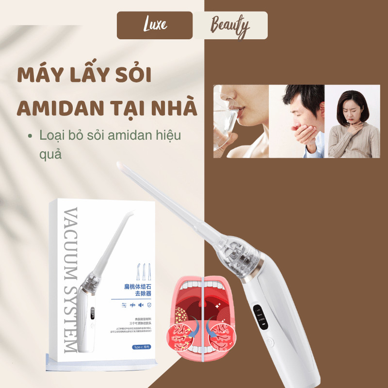 Máy hút sỏi amidan mini, loại bỏ sỏi hiệu quả, có màn hình LED CSSD242 Luxebeauty