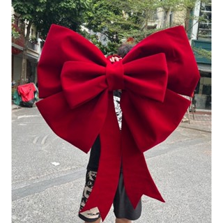  Nơ vải nhung BUDANH màu đỏ đô đậm cỡ lớn khổng lồ treo trang trí Giáng sinh Noel Lễ Tết Sinh Nhật mừng năm mới 