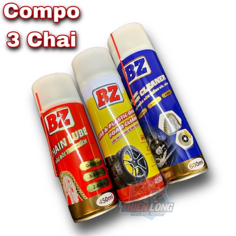 Combo 3 chai Dưỡng sên BZ, Rửa sên BZ, Phục hồi nhựa nhám BZ