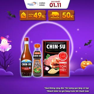  Combo 1 Nước Mắm CHIN-SU Cá Cơm Biển Đông Chai 720ml +1 Hạt nêm CHIN-SU ngọt Tôm thơm thịt 900g + 1 Dầu hào 525g 