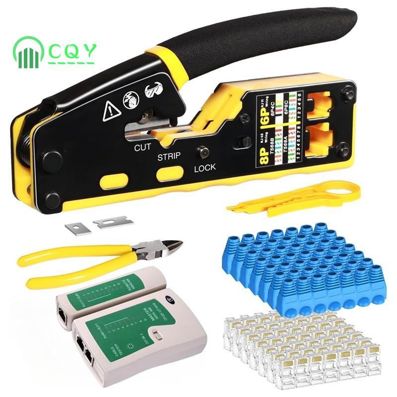Rj45 Công cụ uốn Ethernet Đi qua Crimper Ethernet Crimper Ratchet Cáp dữ liệu mô-đun Crimper