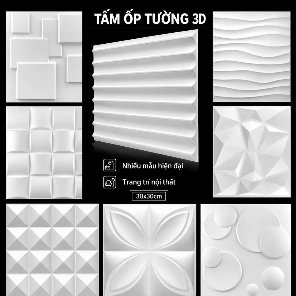 Tấm Ốp Tường 3D 30x30cm Miếng Dán Tường Decor Phòng Ngủ Phòng Khách Trang Trí Nội Thất Hiện Đại Chống Ẩm Chống Nước Dễ Vệ Sinh