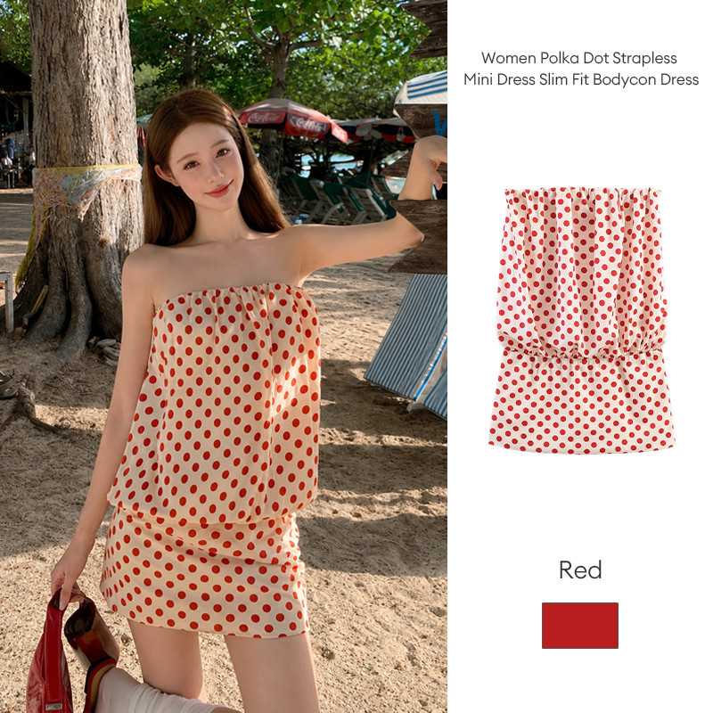 Váy ngắn quây chấm bi nữ Slim Fit Summer Tube JD