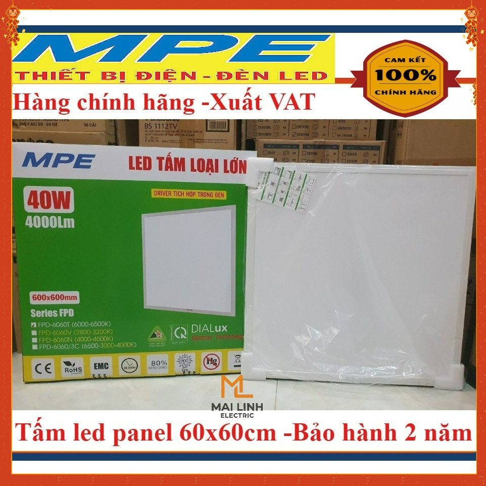 {Chính hãng MPE} Bóng đèn led tấm loại lớn Led panel siêu sáng 60x60cm -600x600mm -SERI: FPD-6060T -