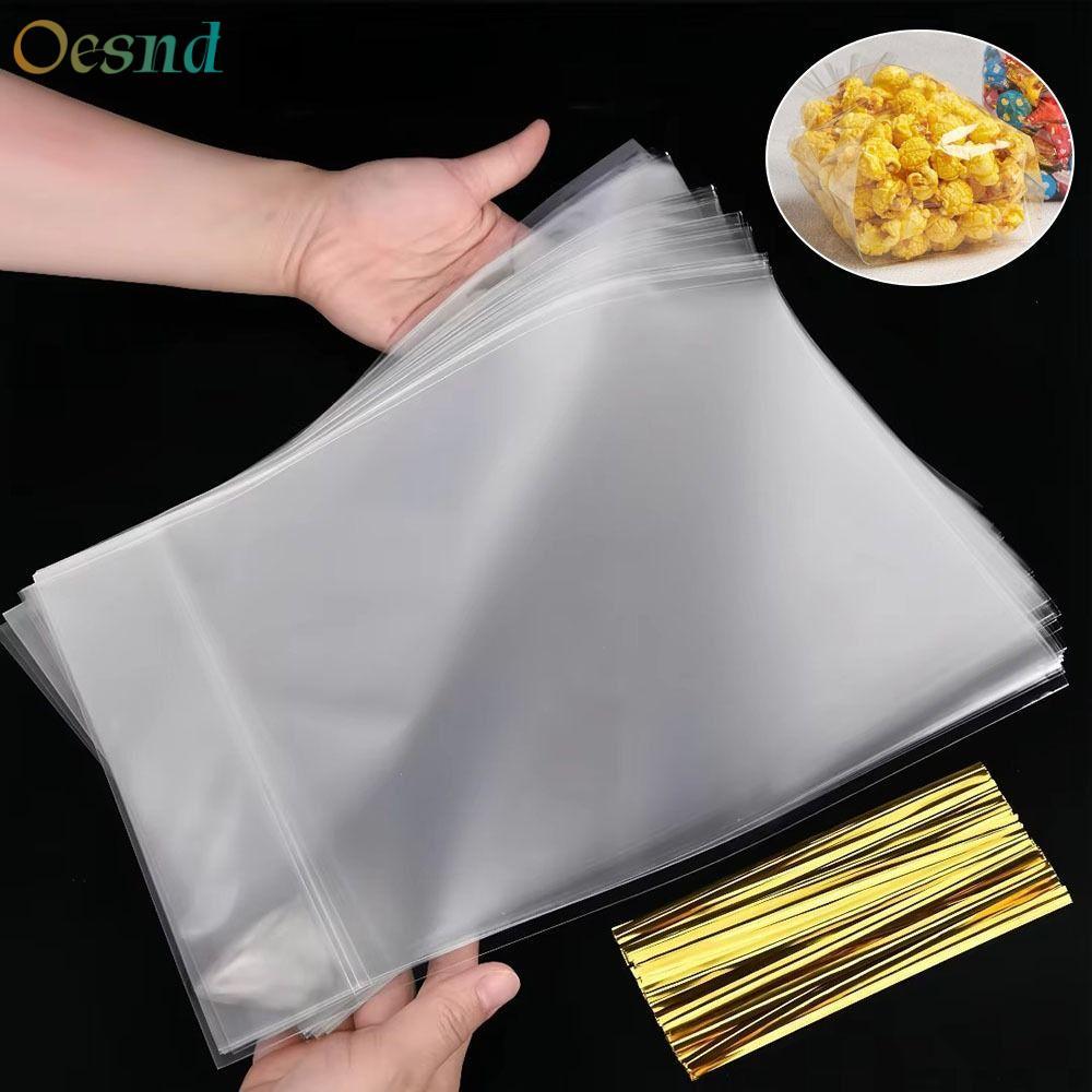 Quà tặng OESND Túi đóng gói, Nhựa có dây buộc Túi quà tặng Cellophane, OPP 50 chiếc Túi đáy phẳng Gu