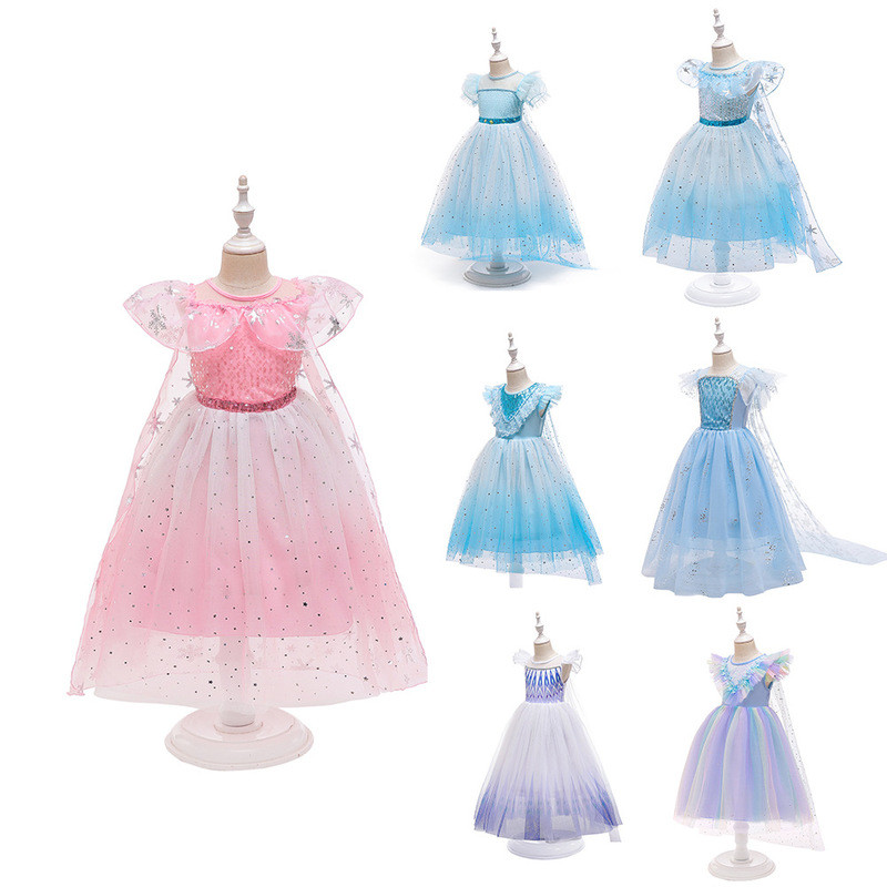 Frozen 2 Elsa Đầm Công Chúa Frozen Cùng Phong Cách Bông Tuyết Áo Choàng Elsa Trang Phục Toàn Diện