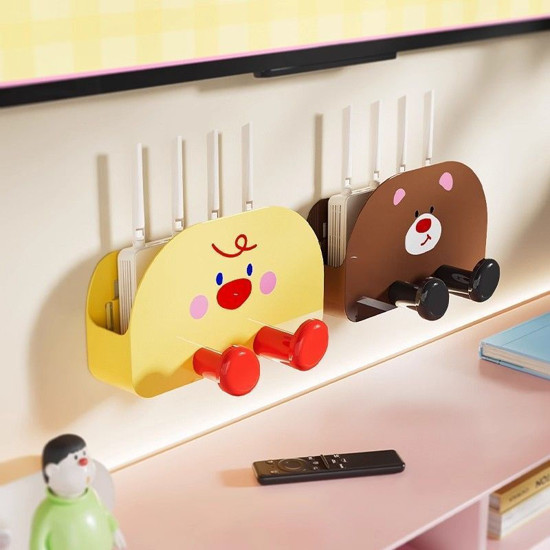New Product#Cartoon Cute Router Storage Box for Home Use, Organizes Cables and Modem, Conceals Unatt