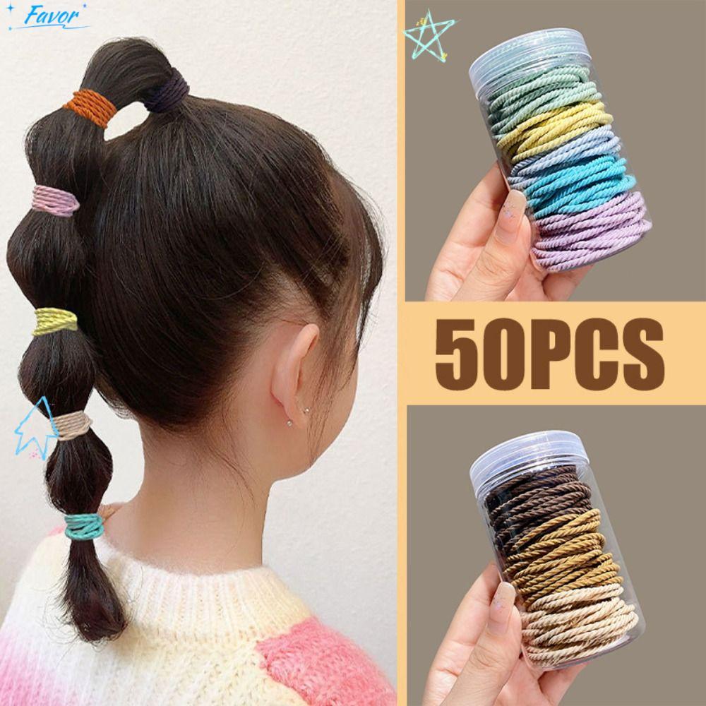 FAVOR 50 Dây buộc tóc, Dây buộc tóc chéo co giãn mạnh, Dây buộc tóc màu kẹo