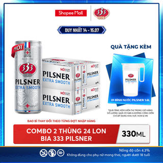 [LIVE STREAM] Nồng Độ Cồn 4.3% - Combo 2 Thùng 24 Lon Bia 333 Pilsner 330ml