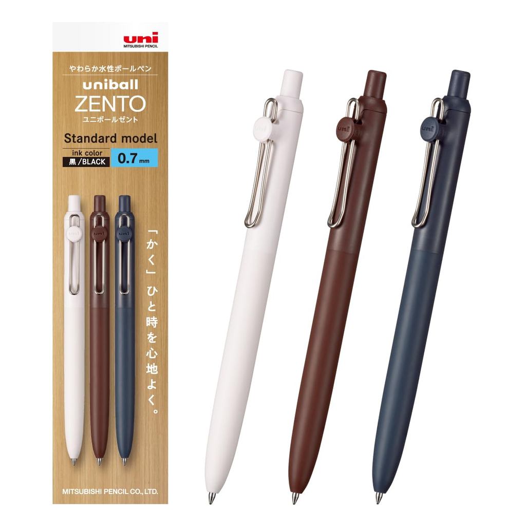 【Amazon.co.jp Exclusive】Mitsubishi Pencil Water-Based Ballpoint Pen uniball ZENTO Standard 0.7mm 3-P