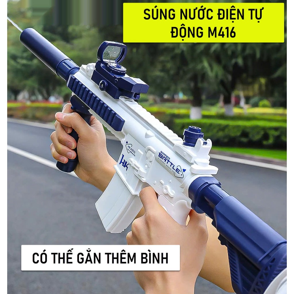 [HCM] Súng nước điện tự động M416, súng nước áp lực cao đồ chơi ngoài trời trong mùa hè