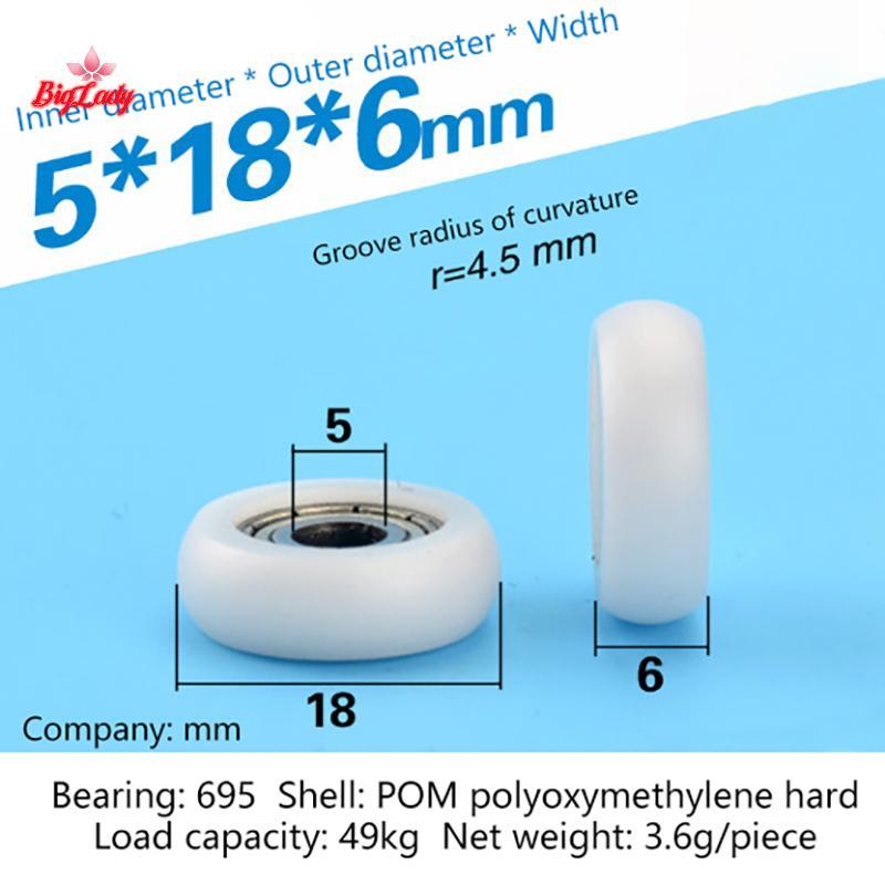 SHNGki 2 Chiếc 695ZZ 5x18x6mm POM Nylon Vòng Loại Con Lăn Bánh Xe POM Bọc 695ZZ Mang Ròng Rọc Bánh X