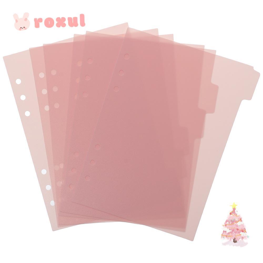 ROXUL 6 CÁI Binder Divider, A5 6 Ring Index Page Tab, Indexing Cards 6 CÁI Nhựa Màu Hồng Binder Inde