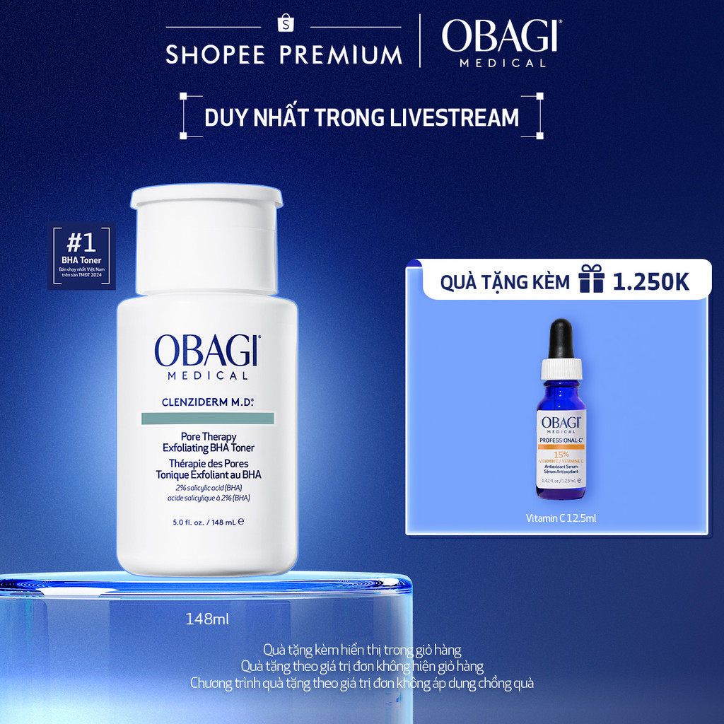 [Hannah x Obagi] Toner BHA giảm mụn Obagi Medical Clenziderm M.D. Pore Therapy Exfoliating BHA 148ml