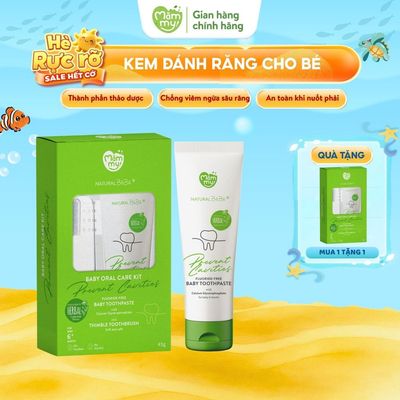Kem đánh răng thảo dược Mămmy giúp bảo vệ răng an toàn khi nuốt phải dùng cho bé từ 6th, tuyp 45g
