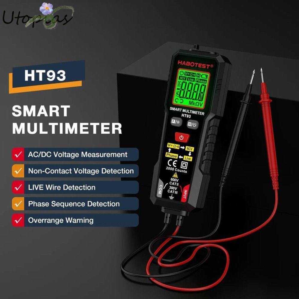 Máy kiểm tra đếm UTOPIAS, Đồng hồ vạn năng kỹ thuật số RMS HT93 đích thực tự động, 2000 Đếm AC / DC 