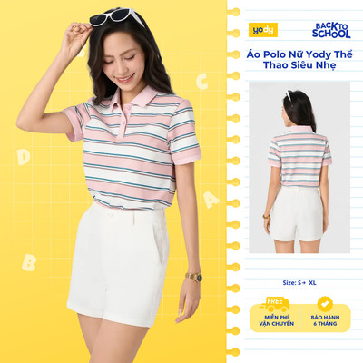 [BST Comfort Me-We] Áo Polo Nữ Yody Phom Regular Kẻ Ngang WCPO26S014