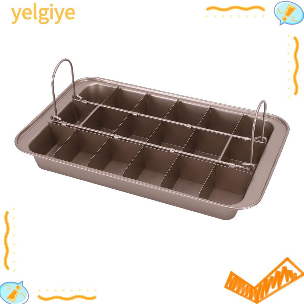 Chảo Brownie YELGIYE có ngăn chia, Chảo nướng Brownie 18 khe, Bộ chia thép Carbon bền bỉ Chèn tay cầ