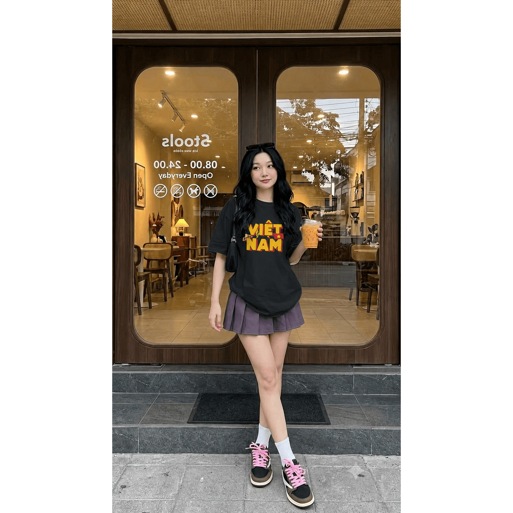 Áo Việt Nam Unisex Oversize Form Rộng Nam Nữ In Hình Việt Nam Chất Cotton Mềm Mịn