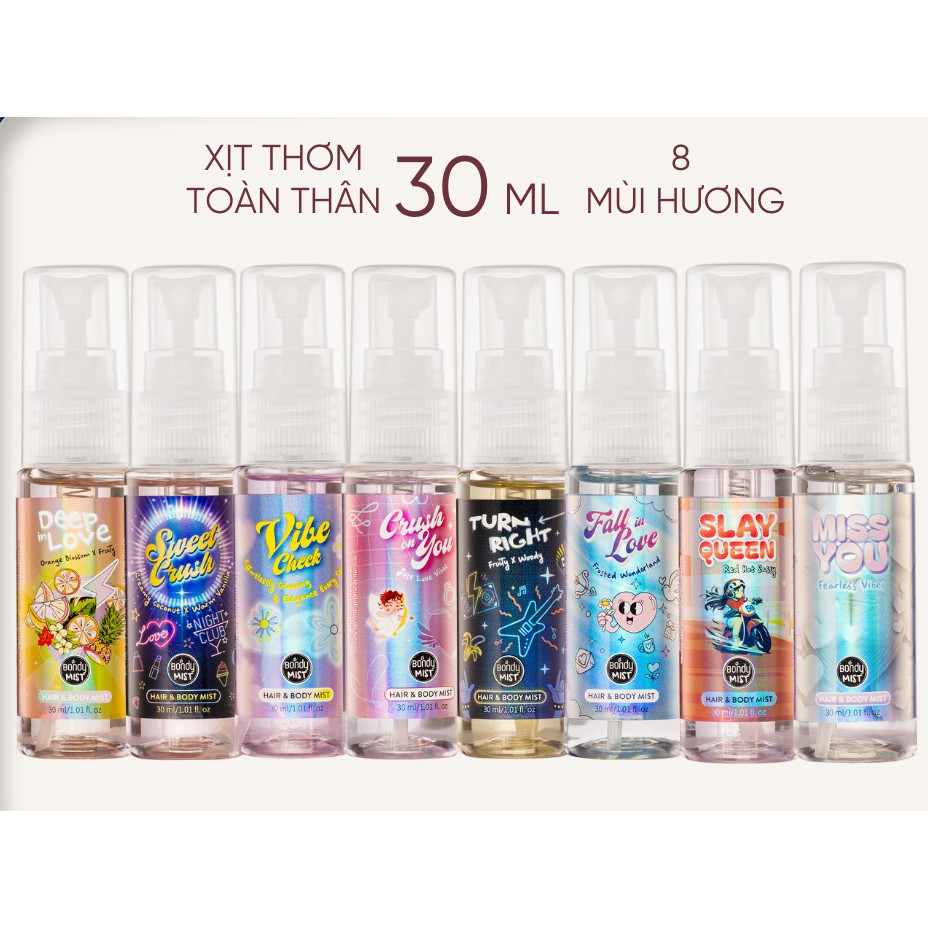Xịt Thơm Toàn Thân Bondy Hair & Body Mist 30ML Lixco Việt Nam Hương Trái Cây Lưu Hương
