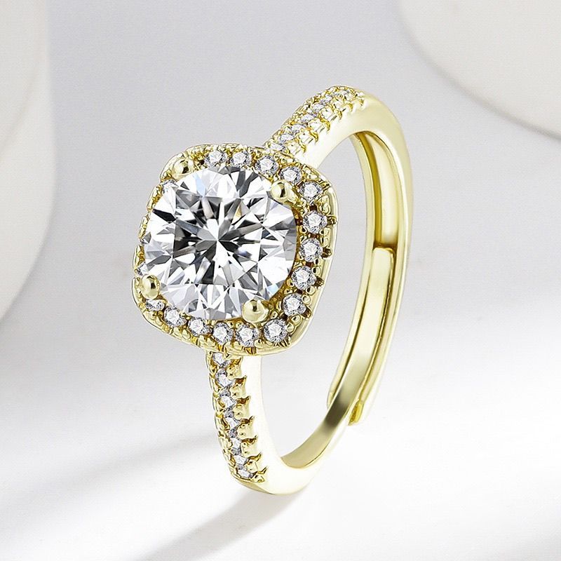 Sugar Cube Ring Zircon Flash Diamond Diamond Ring Flash Square Diamond 26.3.22