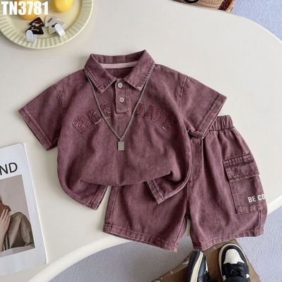 Bộ Polo Quần Short Bé Trai Hiệu Ứng Wash Túi Hộp Phong Cách Streetwear MINTSCLOSET TN3781
