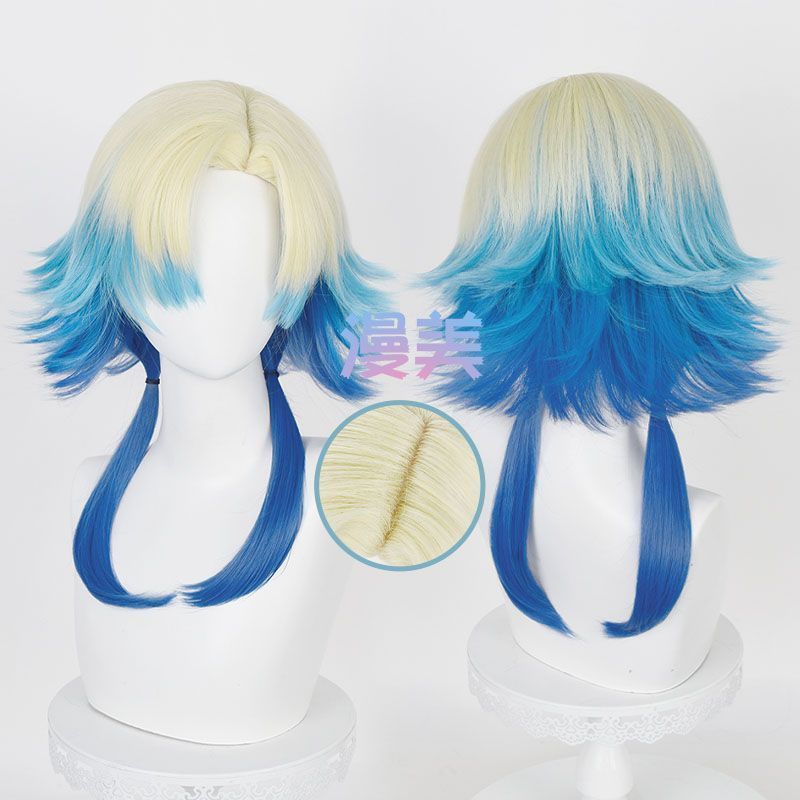 Jecarden BLUE LOCK Michael Kaiser Cosplay Tóc Giả Vàng Xanh Gradient Tóc Giả Chịu Nhiệt Tóc Tổng Hợp