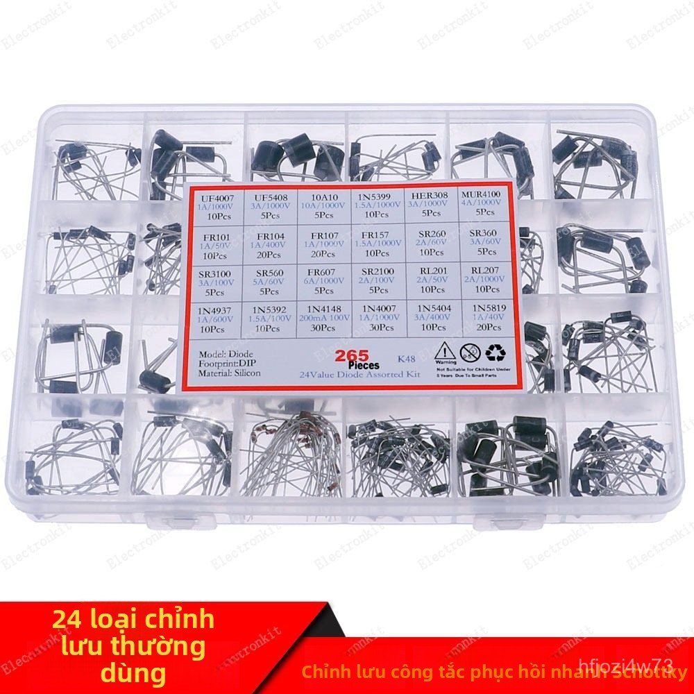 Bộ 24 loại diode chỉnh lưu diode Schottky cắm nhanh linh kiện điện tử bán chạy giao nhanh