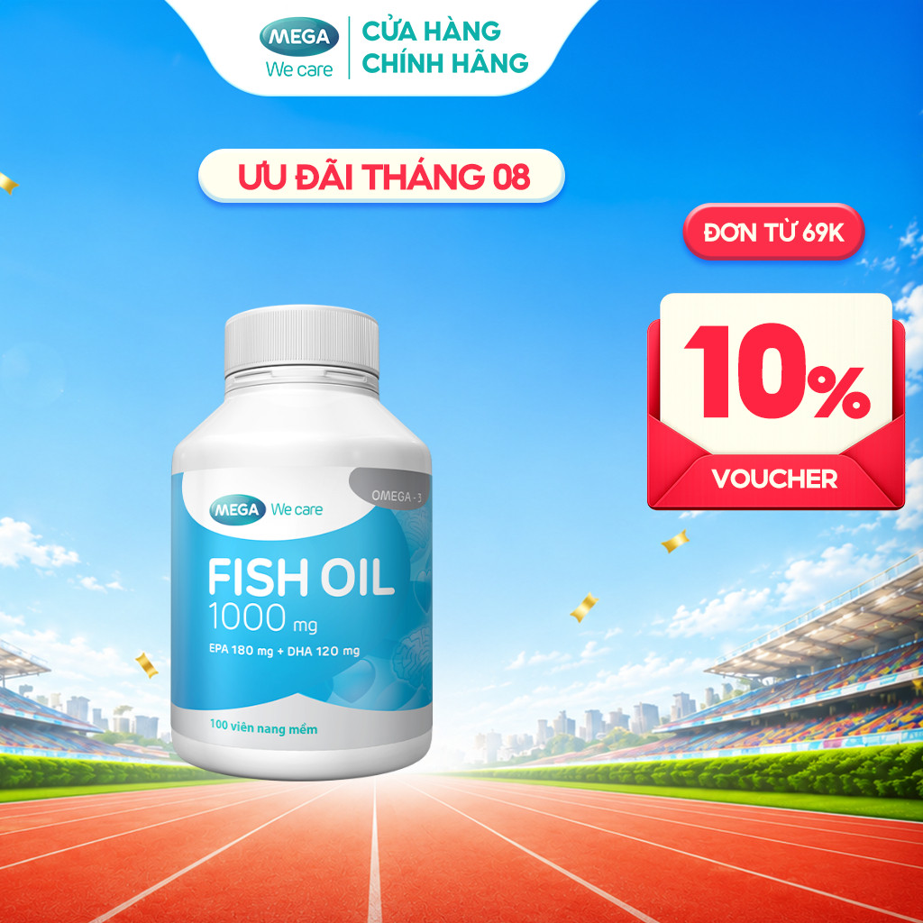 Viên uống dầu cá Omega 3 Mega We Care Fish Oil hỗ trợ thị lực và não bộ, bổ sung DHA và EPA (100 viê