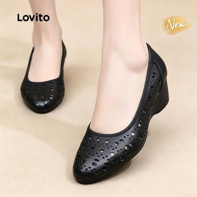 (New Arrival) Lovito Giày Cao Gót Thanh Lịch Dành Cho Công Sở Kiểu Dáng Cổ Điển Và Đa Năng Mang Lại Cảm Giác Êm Ái Như Mây Màu Đen Thích Hợp Cho Nữ HEFB124FX019