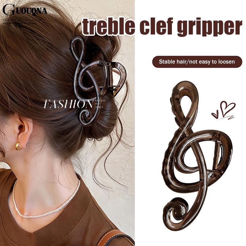 GUOUQNA Mobius Strip Vuốt Tóc Kẹp Họa Tiết Da Báo Lớn Hình Ghi Chú Kẹp Tóc Dễ Dàng Sử Dụng Cho Bé Gá
