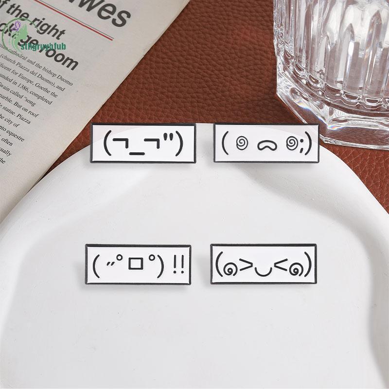 STHB 4 Cái Kawaii Kaomoji Men Chân Đáng Yêu Emoticon Mặt Thổ Cẩm Độc Đáo Biểu Hiện Tâm Trạng Huy Hiệ