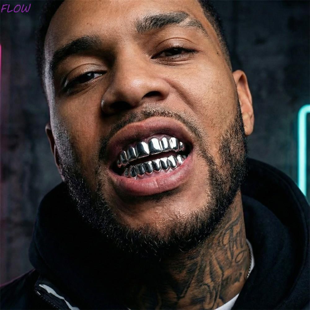 FLOW Răng Grillz Mũ, Bóng Thân Thiện Với Môi Trường Đồng Răng Grillz Top Đáy Bộ, Thời Trang Bạc Sáng