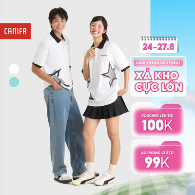 Áo polo unisex người lớn cổ bẻ cộc tay phối màu trẻ trung phong, cách thể thao năng động CANIFA 5TP26S004