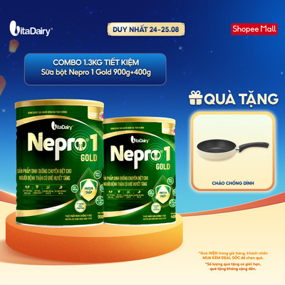 [COMBO 1.3KG TIẾT KIỆM] Sữa bột Nepro 1 Gold cho chế độ dinh dưỡng đặc biệt (dành cho người tiểu đường - Lon 400g+900g