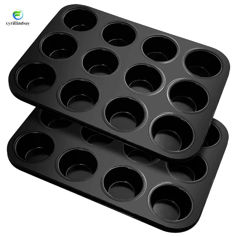 Khay Muffin Thép Carbon Muffin Khay Gói 2 Cho 12 Muffin, Khay Muffin Phủ Chống Dính