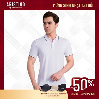 Áo Polo Aristino Tay Ngắn 88% Polyester Thun Lạnh Regular Fit Thoáng Mát Logo Trước Ngực APS210AS0E