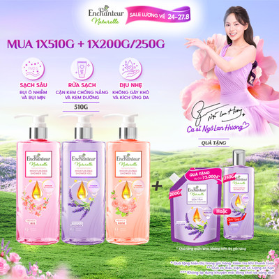 [TẶNG CHAI 250G] Sữa tắm dưỡng da thiên nhiên Pháp Enchanteur Naturelle hương Lavender/Iris/ Rose 510g (mùingẫunhiên)
